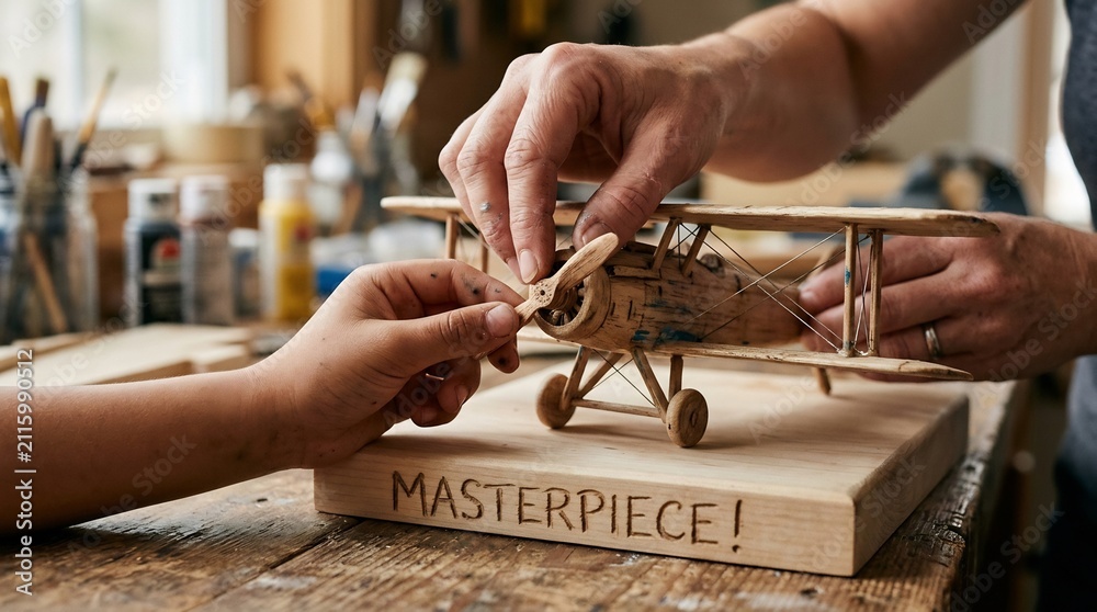 Jugendliche bauen ein Holzflugzeug